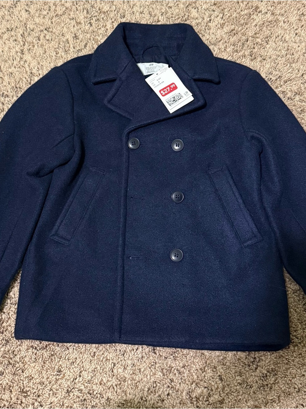 H&M Kids Navy Double-Breasted Pea Coat